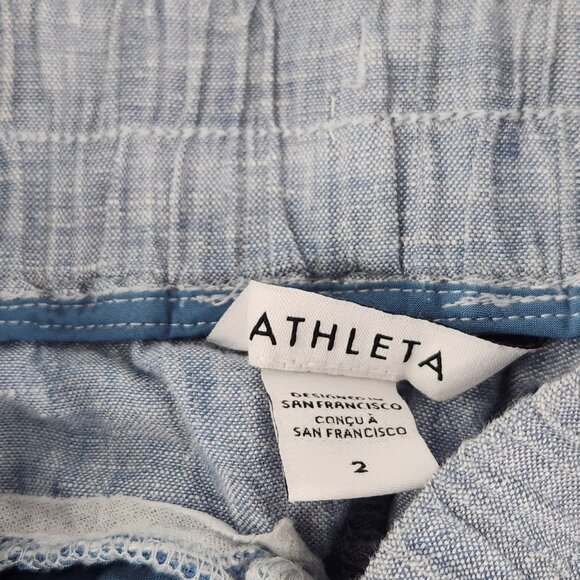Athleta Cabo Linen Joggers Womens Size 2 Chambray Blue Athleisure Lounge - Picture 5 of 10
